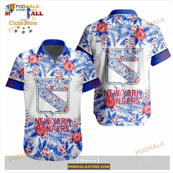 NHL New York Rangers Flowers Trending Style Special Design Button Funny Hawaiian Shirt