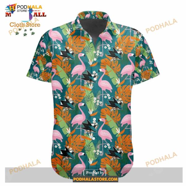 NHL San Jose Sharks Crane Bird Special Design Button Funny Hawaiian Shirt