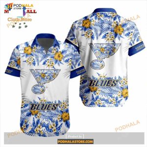 NHL St. Louis Blues Flowers Trending Style Special Design Button Funny Hawaiian Shirt