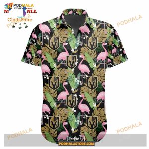 NHL Vegas Golden Knights Crane Bird Special Design Button Funny Hawaiian Shirt