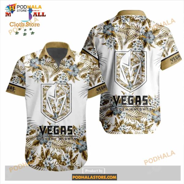 NHL Vegas Golden Knights Flowers Trending Style Special Design Button Funny Hawaiian Shirt