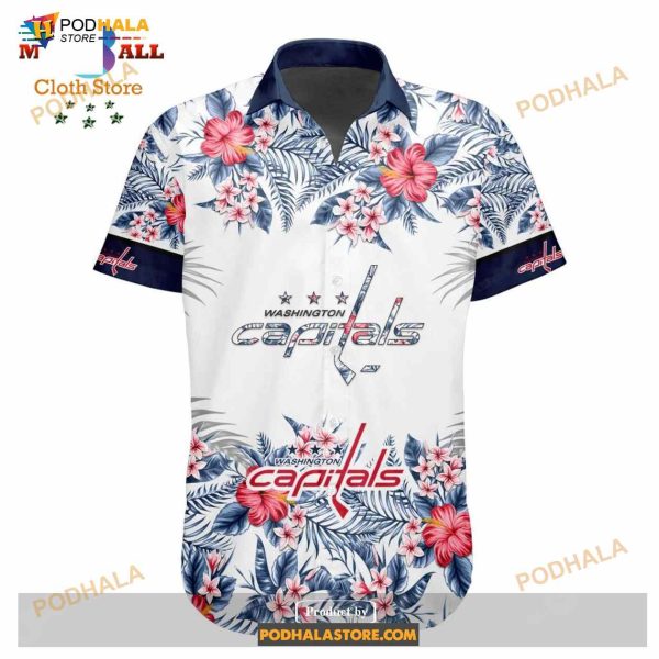 NHL Washington Capitals Flowers Trending Style Special Design Button Funny Hawaiian Shirt