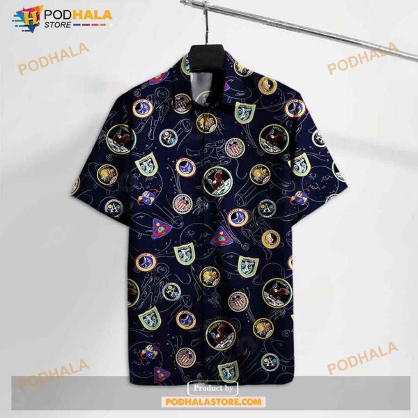 Nasa Ns Logos Of Apollo Missions Landing On The Moon Funny Hawaiian Shirt