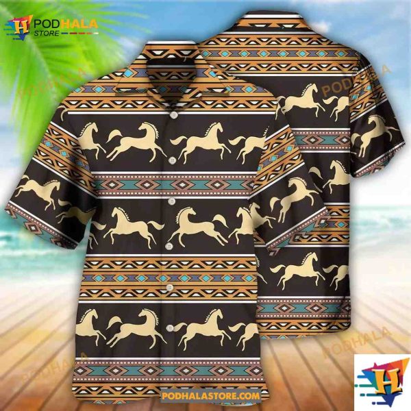 Native Style Love Peace Horse Pattern Hawaiian Shirt