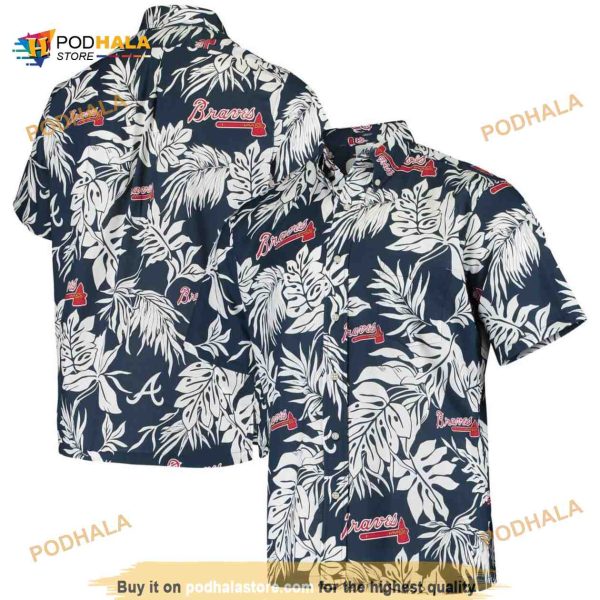 Navy Aloha Atlanta Braves Funny Hawaiian Shirt Gift For Sport Fans