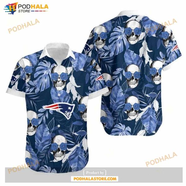 New England Patriots Coconut Leaves And Skulls Hawaii Shirt