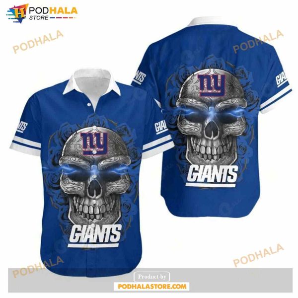 New York Giants Sugar Skull NFL Gift For Fan Hawaiian Graphic Print Shirt