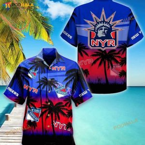 New York Rangers NHL Palm 3D Funny Hawaiian Shirt