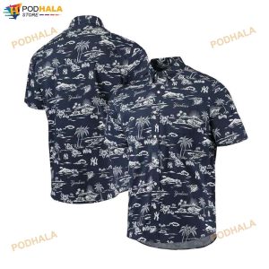 New York Yankees Navy Kekai Performance 3D Funny Hawaiian Shirt