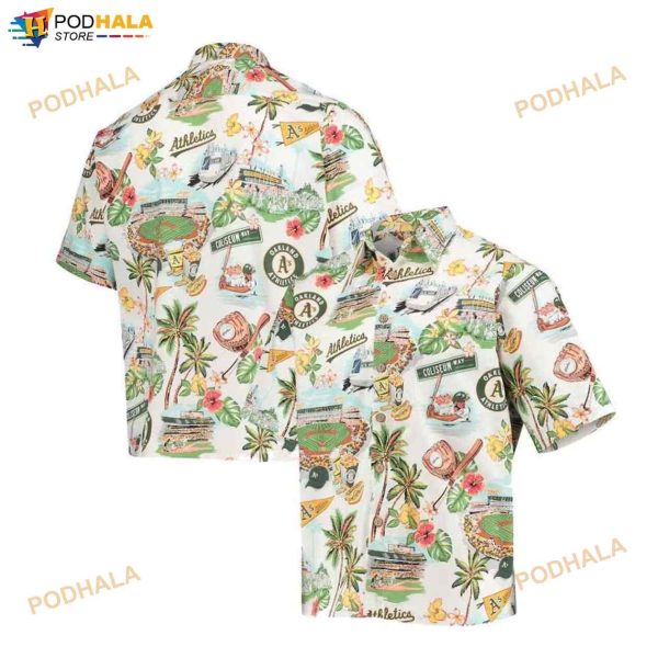 Oakland Athletics White Scenic 3D Funny Hawaiian Shirt