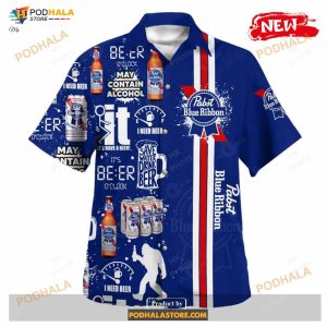 Pabst Blue Ribbon Tattoo Design Hot Summer Collection Funny Hawaiian Shirt