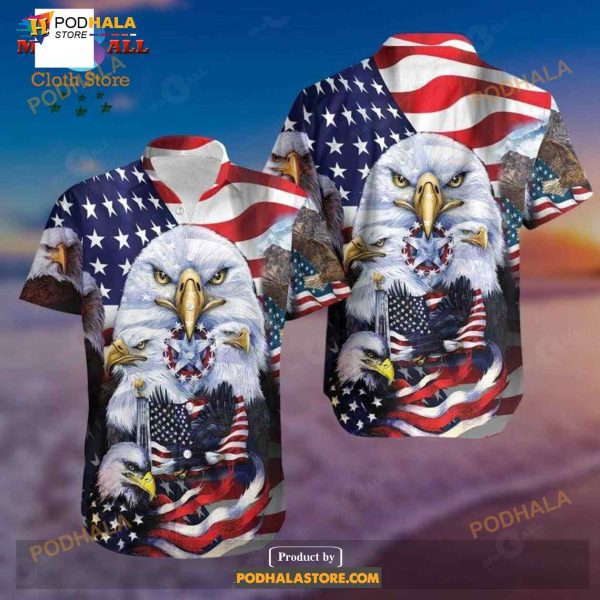 Patriot 4th Of July Eagle Star Honour Adul Full Size Funny Hawaiian Shirt