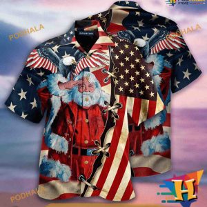 Patriotic America Yuletide Aloha Shirt