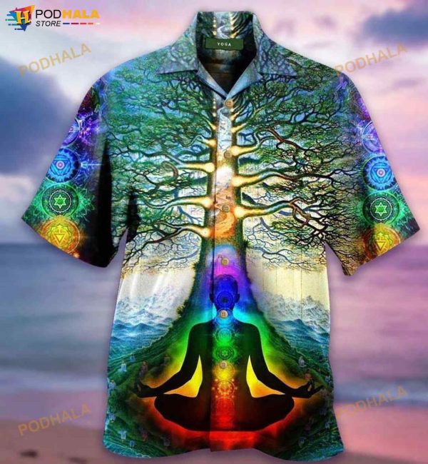 Peace Comes From Inside Yoga Tree Of Life 3D Funny Hawaiian Shirt