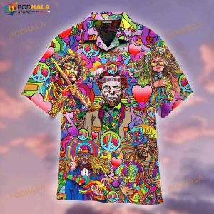 Peace Love Music Hippies 3D Funny Hawaiian Shirt