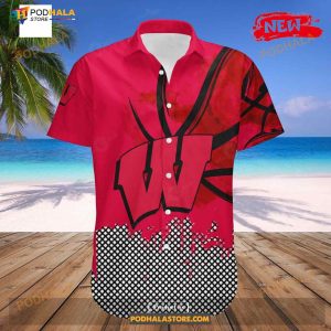 Personalized Wisconsin Badgers NCAA Basketball Net Grunge Pattern Funny Hawaiian Shirt