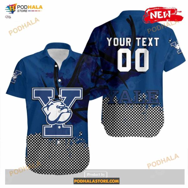 Personalized Yale Bulldogs NCAA Basketball Net Grunge Pattern Funny Hawaiian Shirt