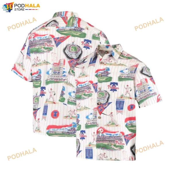 Philadelphia Phillies White Red Scenic 3D Funny Hawaiian Shirt