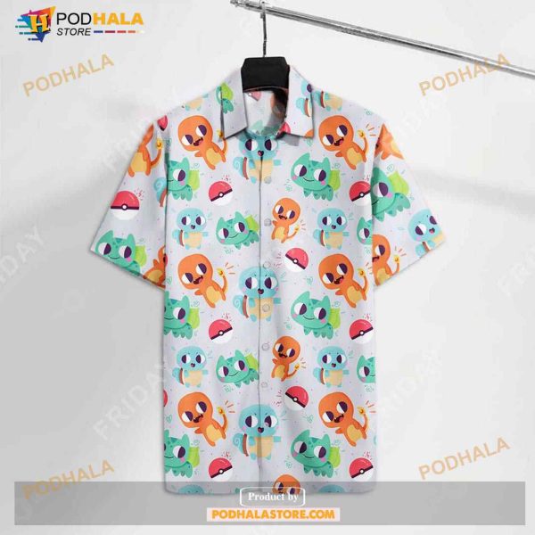 Pokemon Pokemon Charmander Bulbasaur Squirtle Chibi Cut Funny Hawaiian Shirt