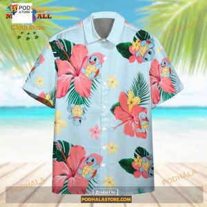 Pokemon Squirtle Tropical Flowers Pokemon Funny Hawaiian Shirt