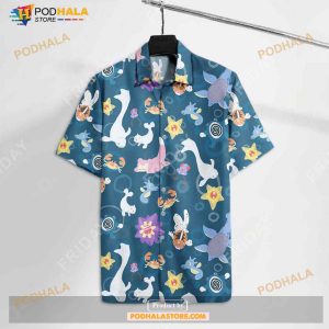 Pokemon Water Pokemon Dewgong Slowpoke Starmie Pattern Funny Hawaiian Shirt