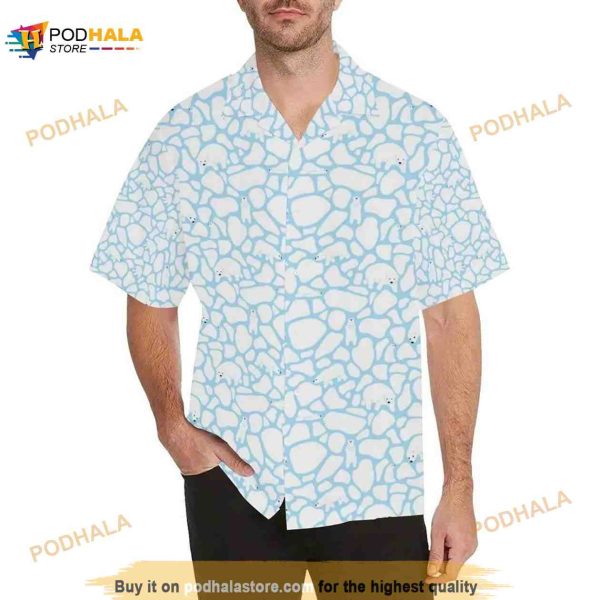 Polar Bear Ice Pattern Mens All Over Print Hawaiian Shirt