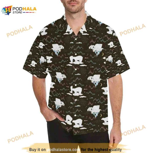 Polar Bear Pattern Background Mens All Over Print Hawaiian Shirt