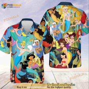 Princess Disney Swimming Summer Funny Hawaiian Shirt