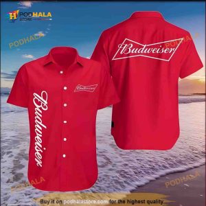 Red Aloha Budweiser Funny Hawaiian Shirt Best Gift For Beer Lovers