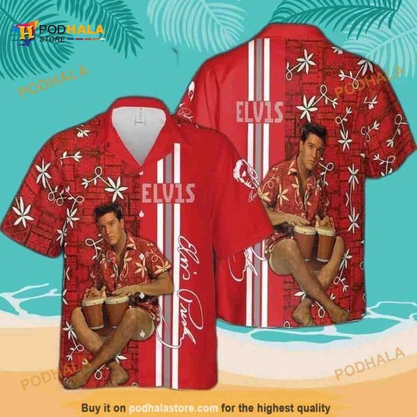 Red Aloha Elvis Presley Funny Hawaiian Shirt Gift For Rock Lovers