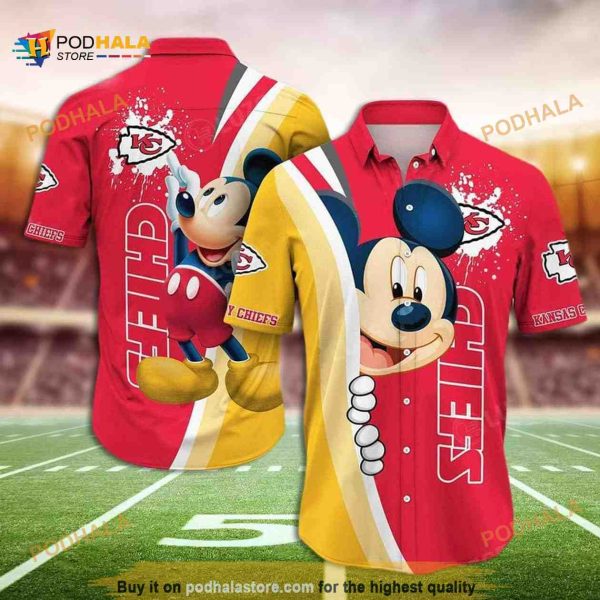 Red Aloha Mickey Mouse Disney NFL Kansas City Chiefs Funny Hawaiian Shirt