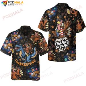 Riding Dinosaur Turkey Thanksgiving Celebrations Hawaiian Shirt