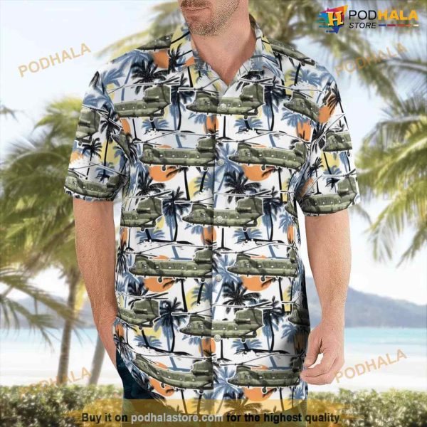 Rnlaf Koninklijke Luchtmacht Boeing Ch-47d Chinook (414) Button Up Hawaiian Shirt