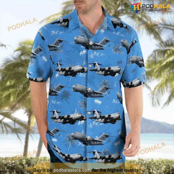 Royal Canadian Air Force Boeing Cc-177 Globemaster Iii (c-17a) Button Up Hawaiian Shirt