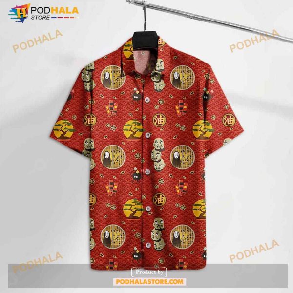 S.Ghibli Spirited Aways No Face Kashira Red Funny Hawaiian Shirt