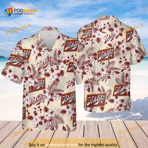 Schlitz Beer Flower Pattern Funny Hawaiian Shirt