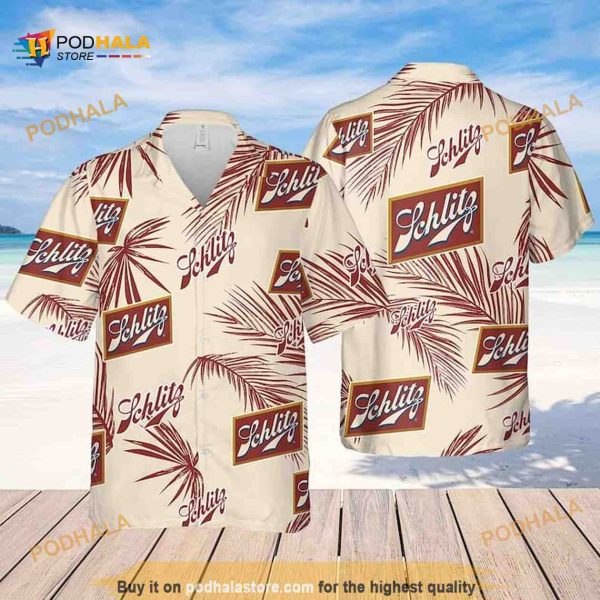 Schlitz Beer Palm Leaves Pattern Funny Hawaiian Shirt