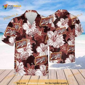 Schlitz Beer Tropical Flower Pattern Funny Hawaiian Shirt