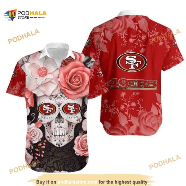 Skull Rose With NFL San Francisco 49ers Funny Hawaiian Shirt