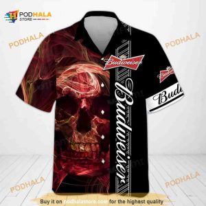 Skull With Budweiser Funny Hawaiian Shirt Beer Lovers Gift