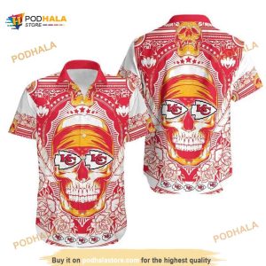 Skull With NFL Kansas City Chiefs Funny Hawaiian Shirt Summer Gift For Friend