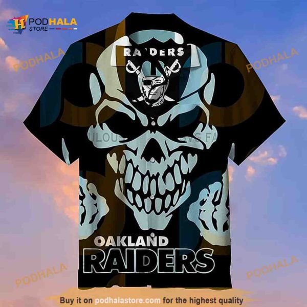 Skull With NFL Las Vegas Raiders Funny Hawaiian Shirt Football Gift For Men