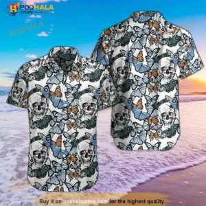 Skulls And Butterflies Hawaiian Shirt