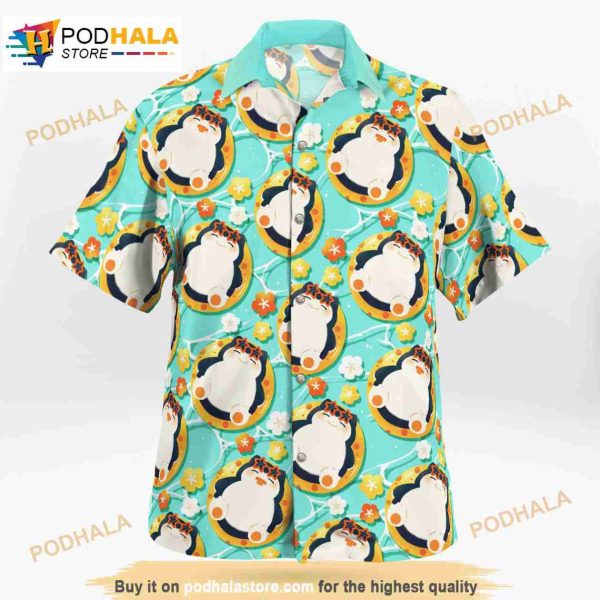 Snorlax On Vacation Beach Pokemon 3D Funny Hawaiian Shirt