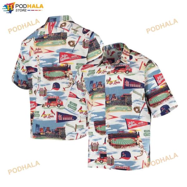 St. Louis Cardinals White Scenic 3D Funny Hawaiian Shirt