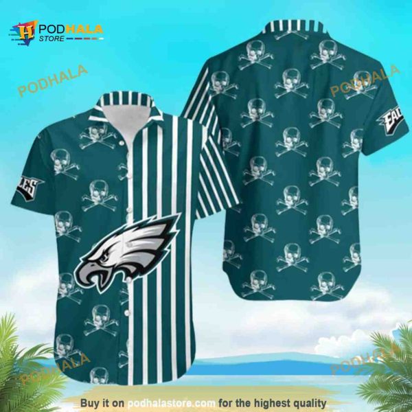 Stripes And Skull NFL Philadelphia Eagles Funny Hawaiian Shirt