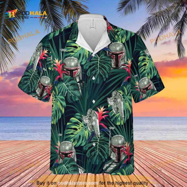 Summer Aloha Star Wars Boba Fett Funny Hawaiian Shirt Palm Leaves Pattern