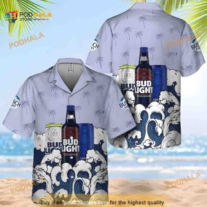 Summer Waves Bud Light Funny Hawaiian Shirt Gift For Beach Trip