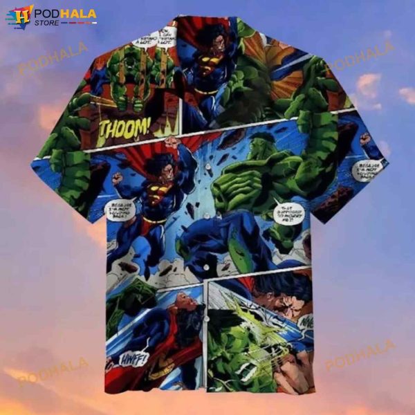 Superman Vs Hulk 3D Funny Hawaiian Shirt