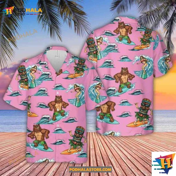 Surfing Bear Aloha Hawaiian Shirts For Summer